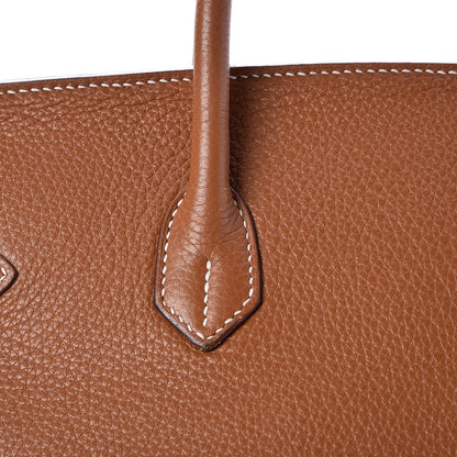 Hermes Taurillon Clemence Birkin 35 Gold 30 of 34