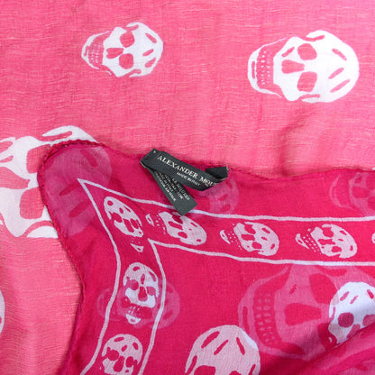 Alexander McQueen Silk Chiffon Skull Scarf Fuxia 3 of 4