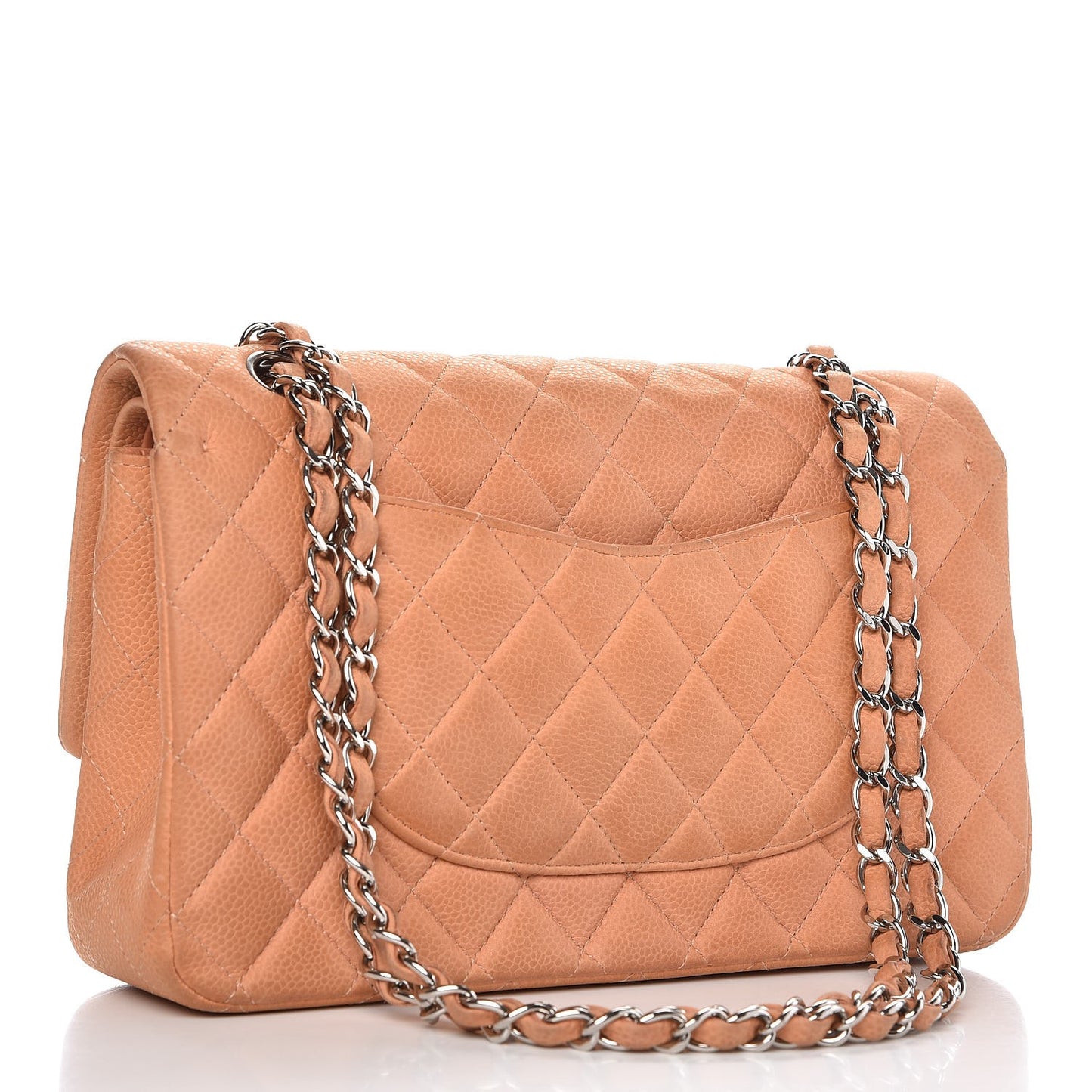 Iridescent Caviar Quilted Medium Double Flap Dark Beige