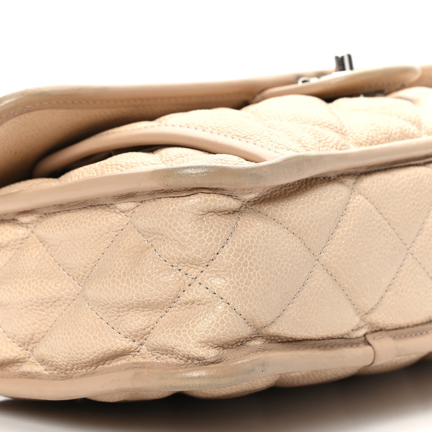 Caviar Quilted Large French Riviera Flap Beige