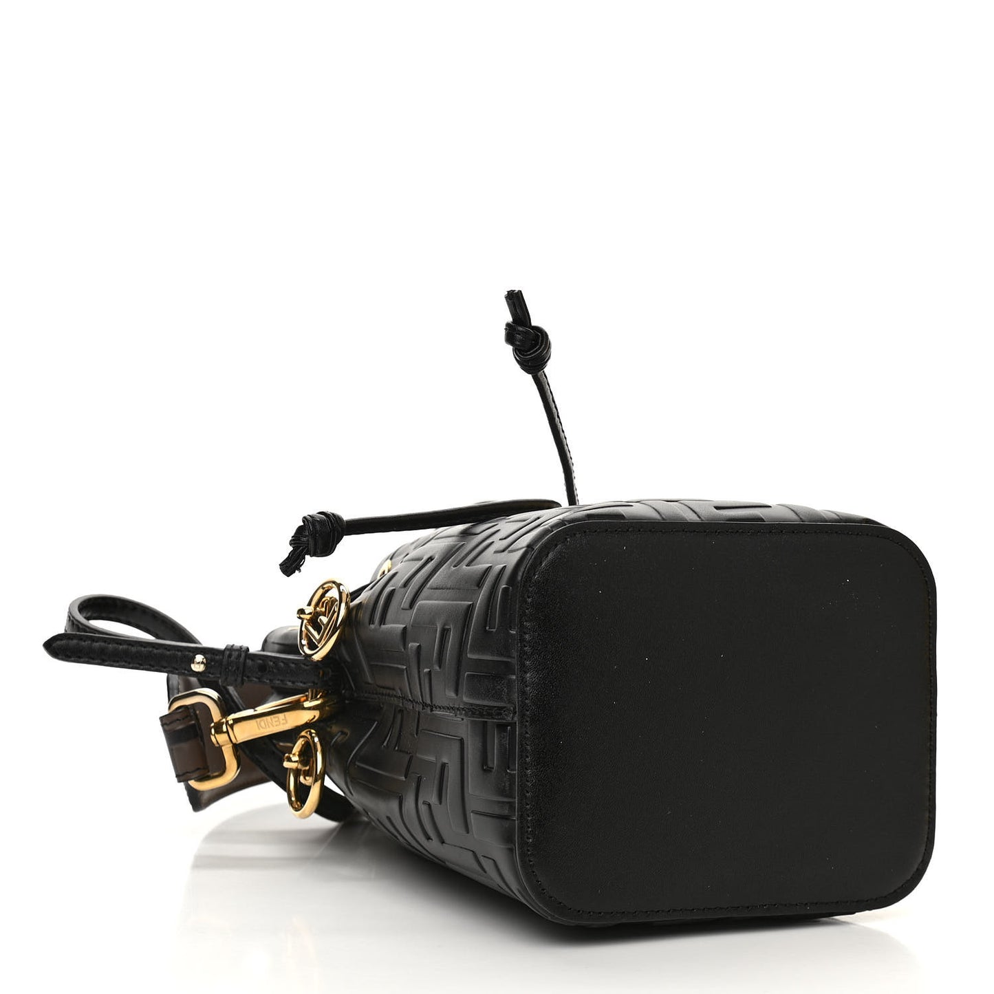 Vitello Liberty F is Fendi FF 1974 Embossed Mini Mon Tresor Bucket Bag Black