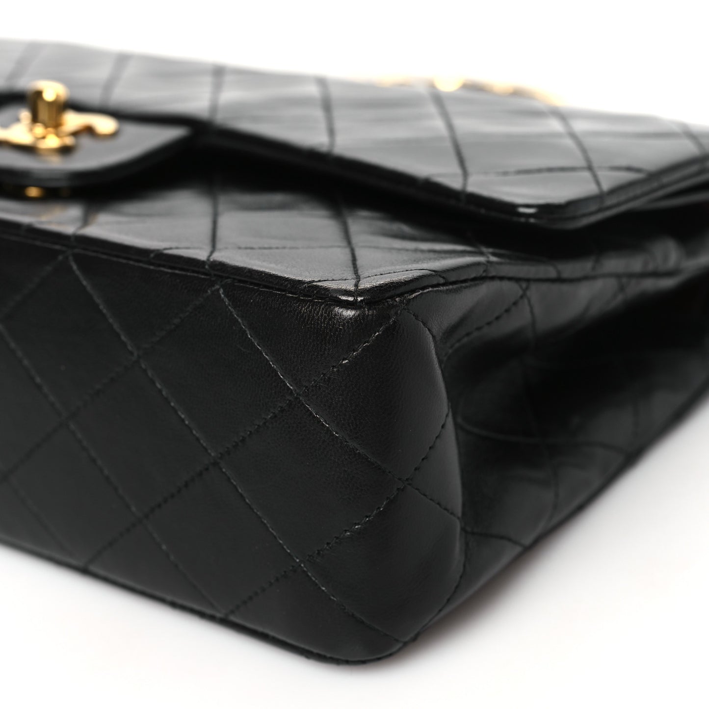 Lambskin Quilted Medium Double Flap Black