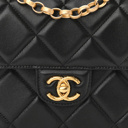 Chanel Lambskin Quilted Mini Logo Square Flap Black 8 of 11