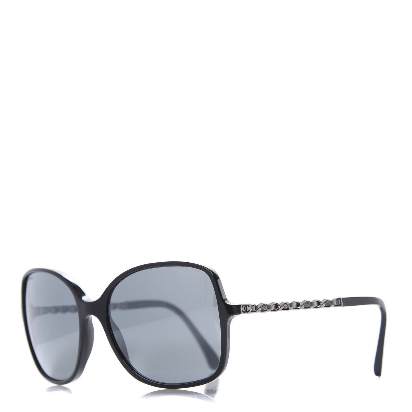 Lambskin Square Chain Sunglasses 5210-Q Black