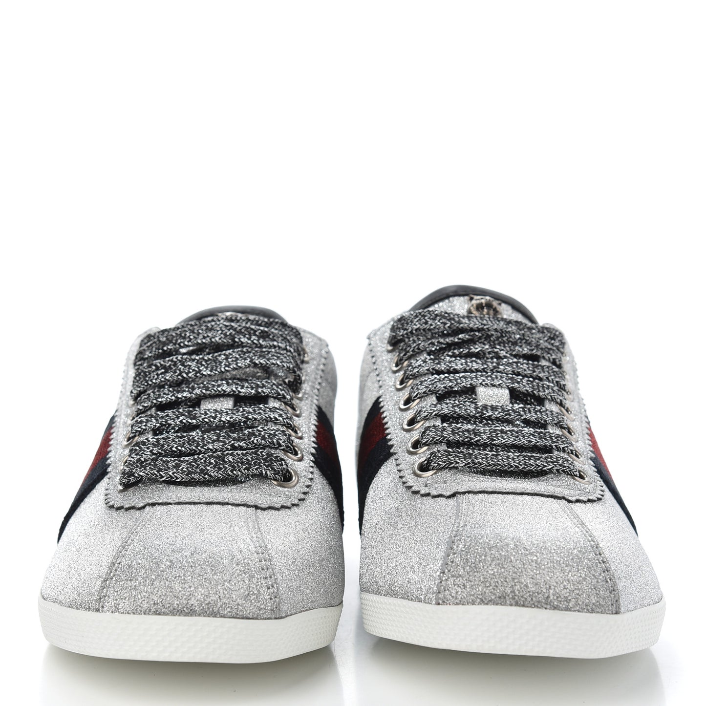 Glitter Fabric Studded Web Womens Sneakers 37.5 Silver