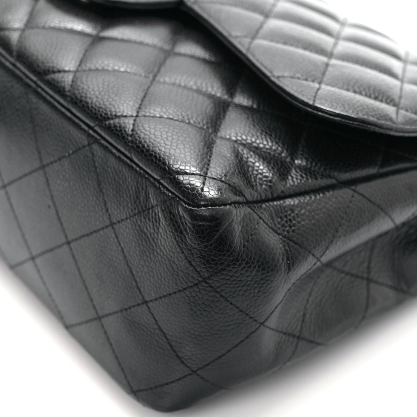 Caviar Quilted Jumbo Double Flap Black