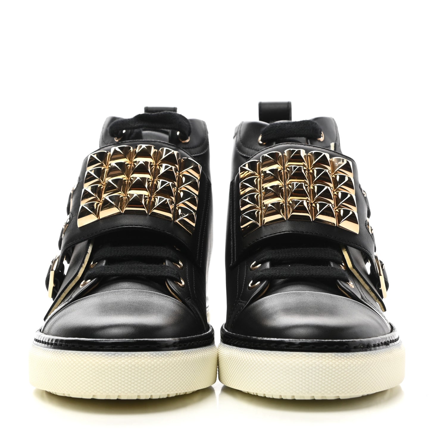 Calfskin Studded Lennox High Top Sneakers 37 Black