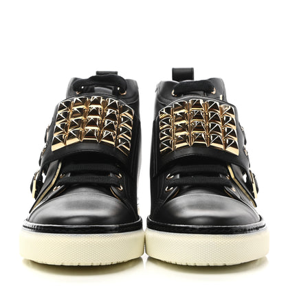 Hermes Calfskin Studded Lennox High Top Sneakers 37 Black 2 of 8