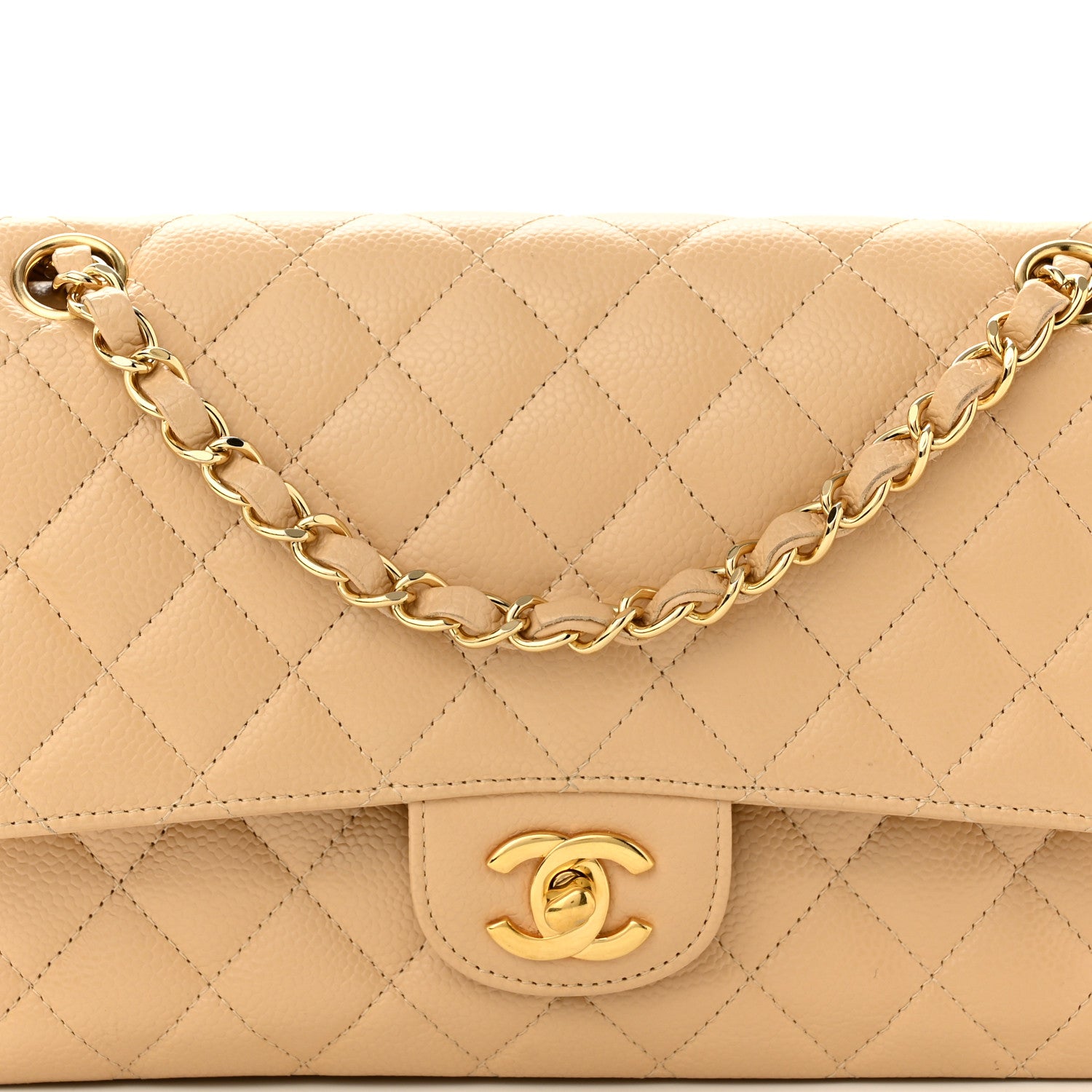 Chanel Caviar Quilted Medium Double Flap Beige 7 of 9