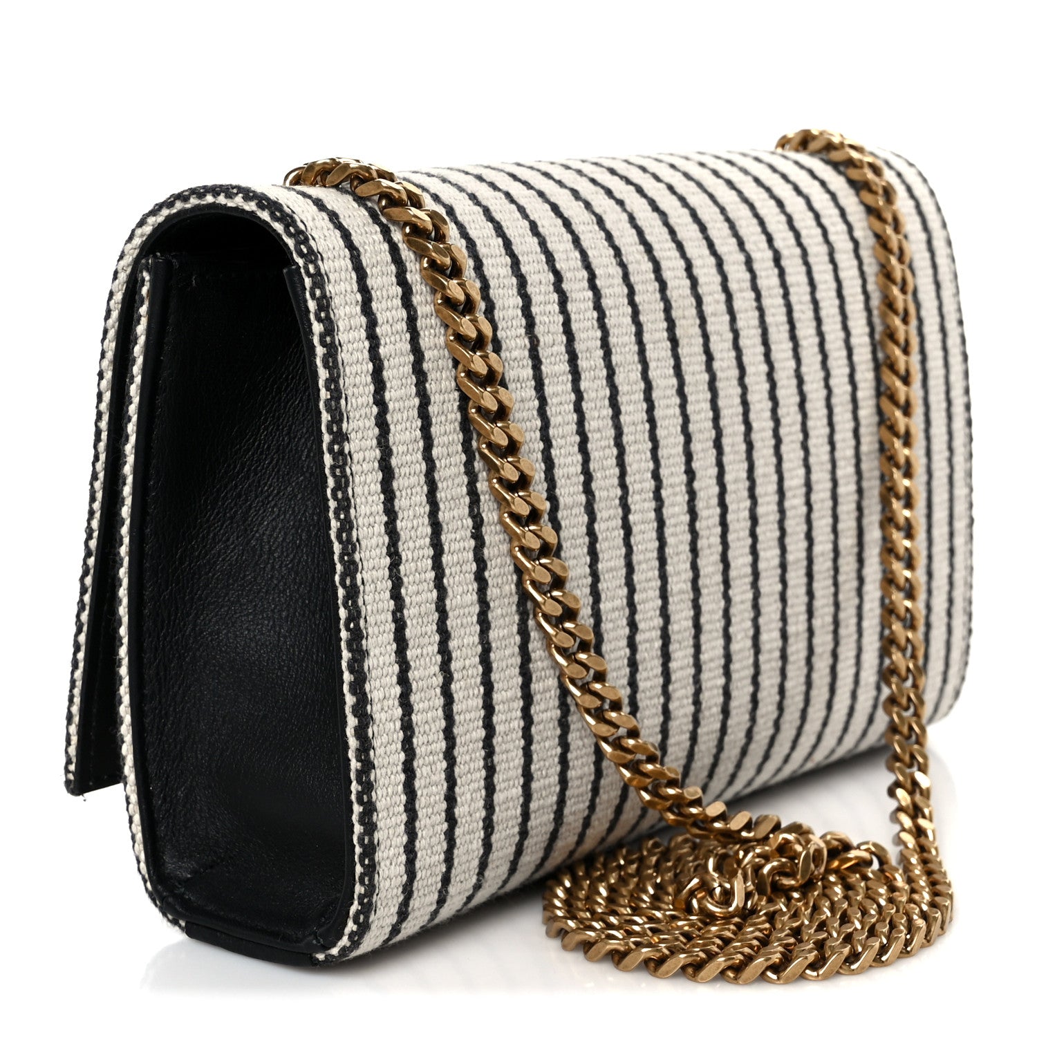 Saint Laurent Canvas Small Striped Kate Satchel Grigio Multicolor 3 of 11
