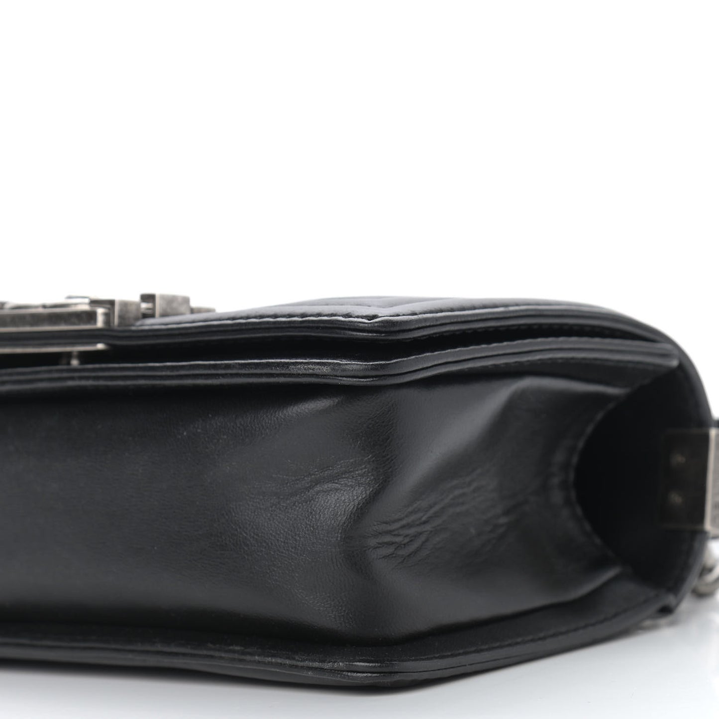 Calfskin Quilted Small Boy Flap Black