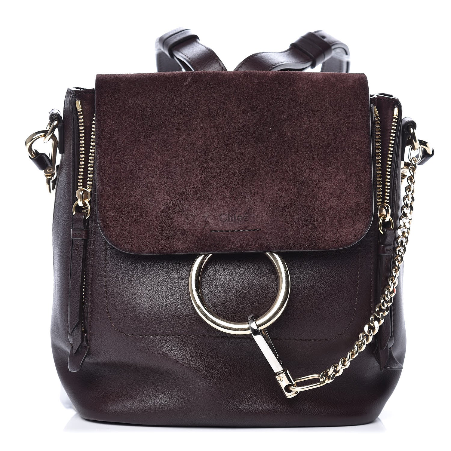 Chloe Suede Calfskin Small Faye Backpack Carbon Brown 1 of 12