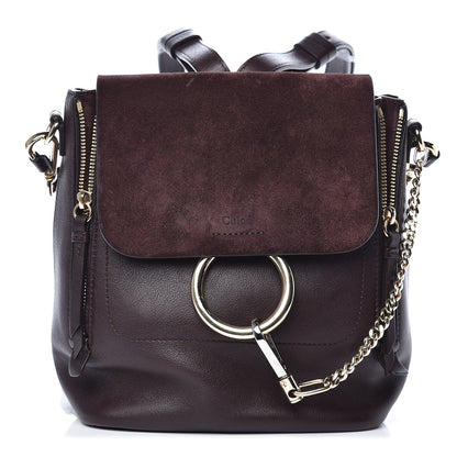 Chloe Suede Calfskin Small Faye Backpack Carbon Brown 1 of 12