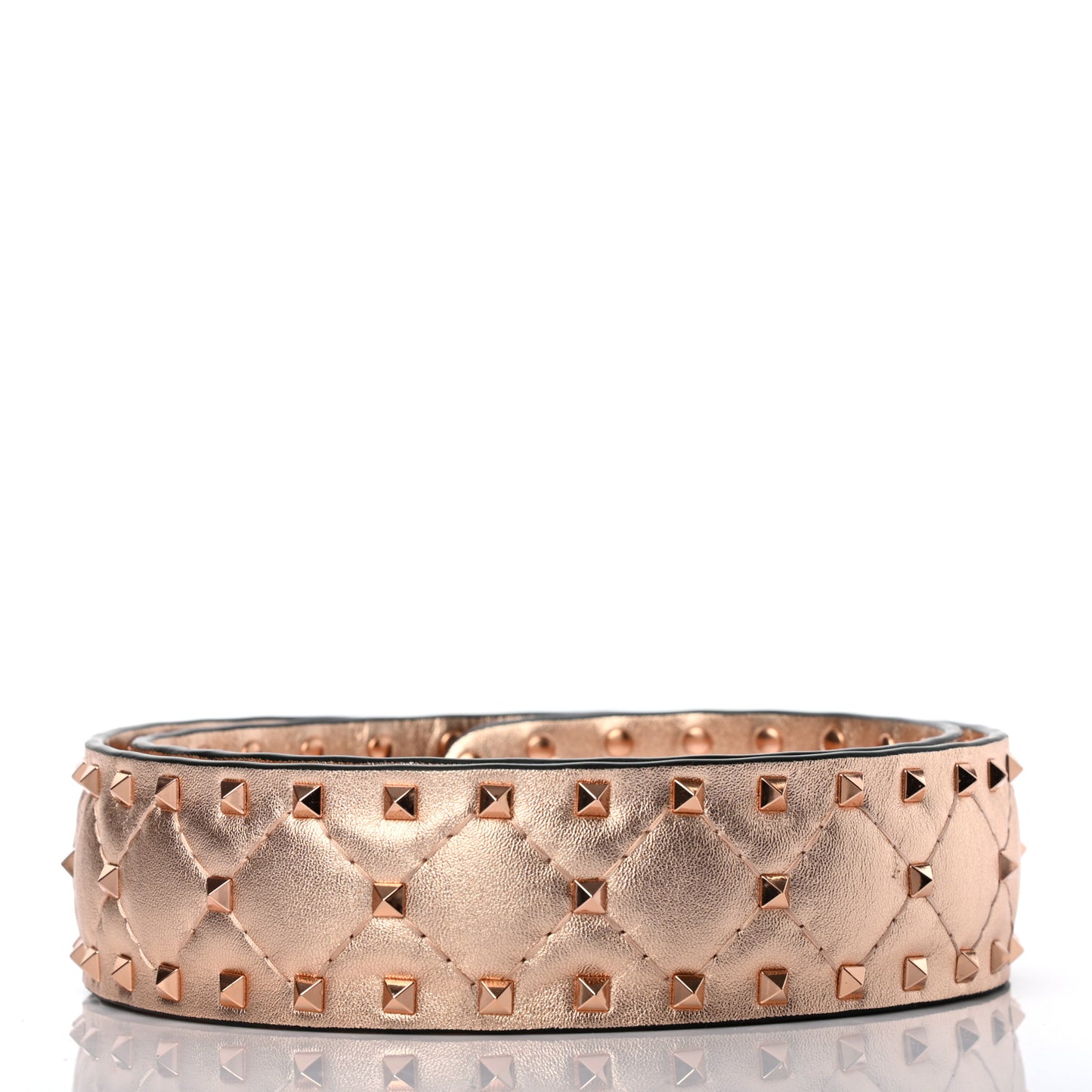 Metallic Lambskin Rockstud Spike Shoulder Strap Rame