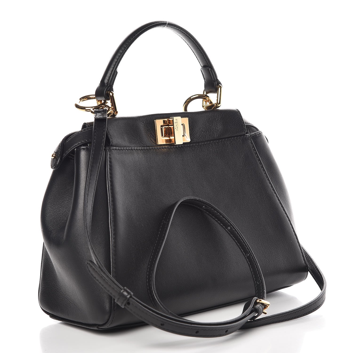 Fendi Nappa Mini Peekaboo Iconic Satchel Black 3 of 9