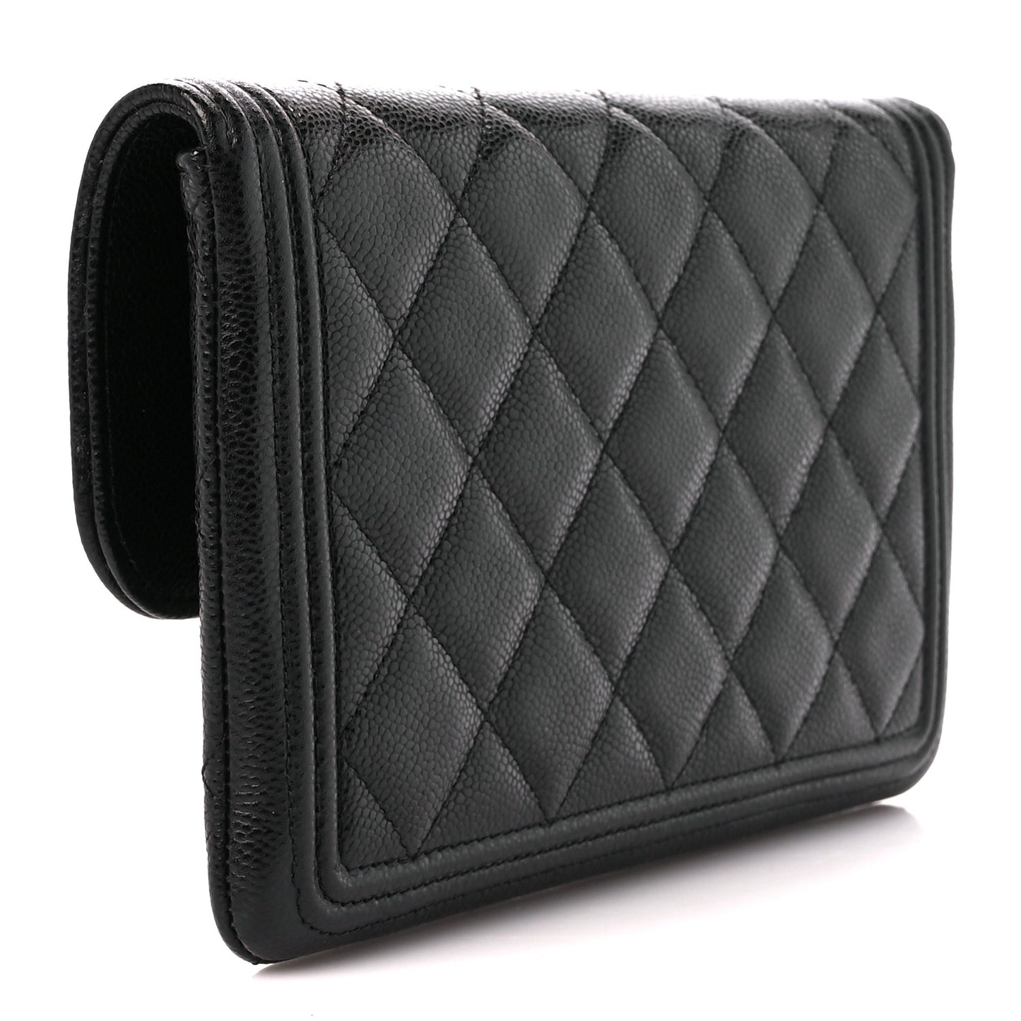 Caviar Quilted Boy Flap Clutch Black