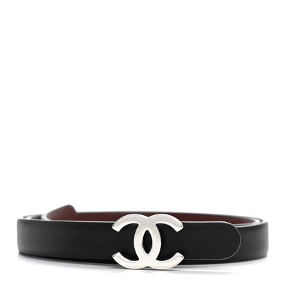 Chanel Calfskin CC Reversible Belt 70 28 Black Burgundy 1 of 8