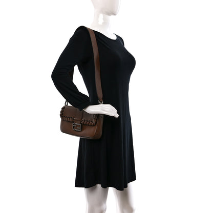 Fendi Vitello Dolce Lace Up Baguette Brownie 2 of 9