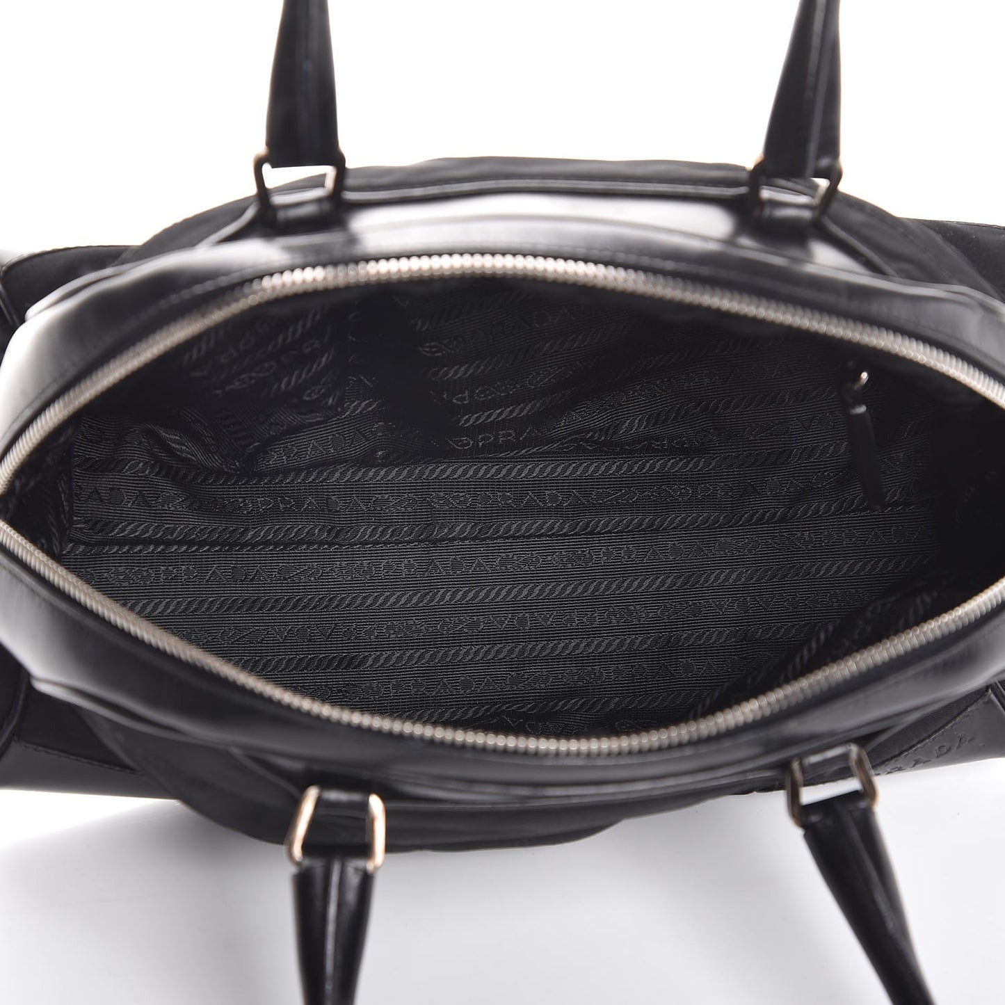 Tessuto Nylon Box Calf Bowling Bag Black