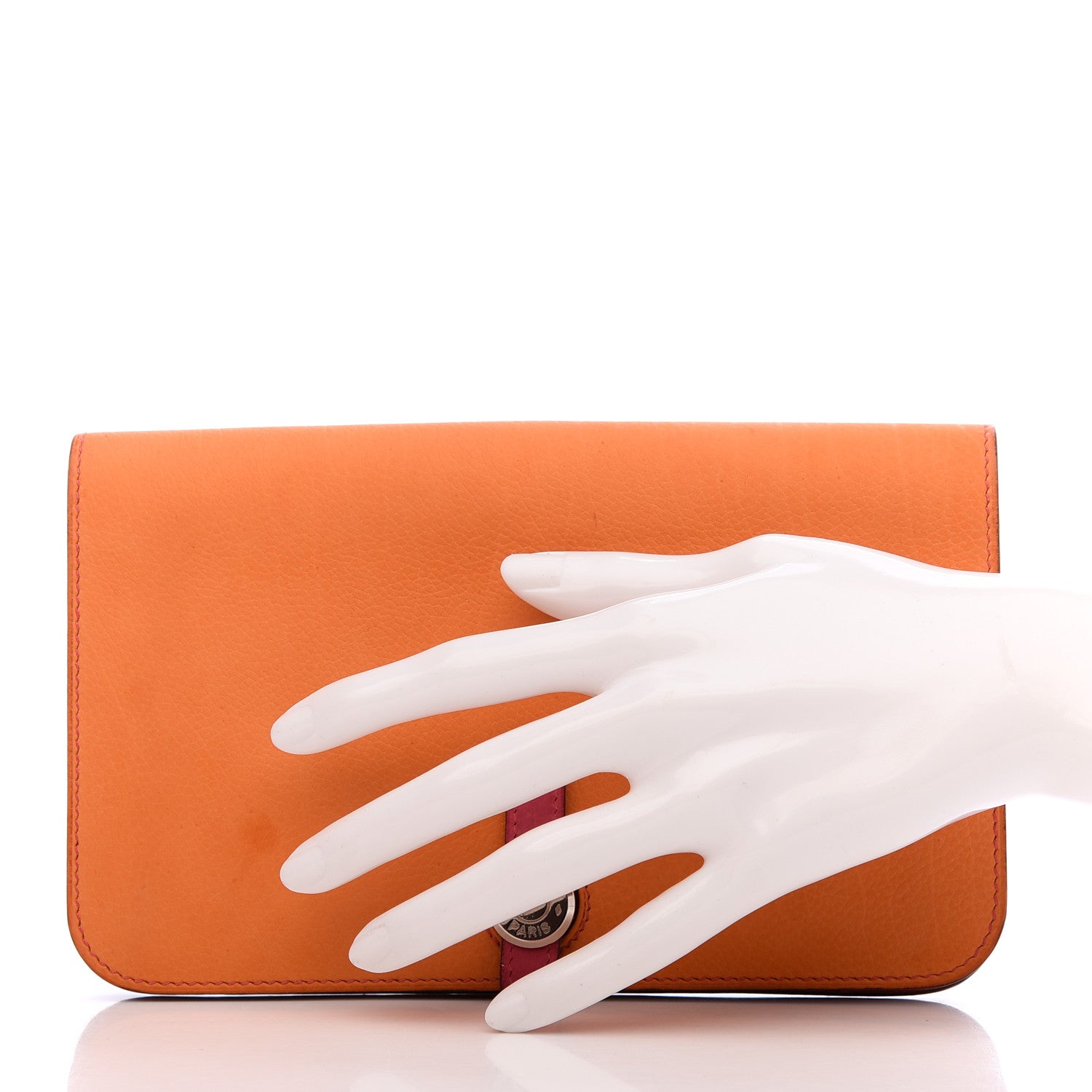 Hermes Eversoft Dogon Duo Wallet Orange Rose Shocking 2 of 12