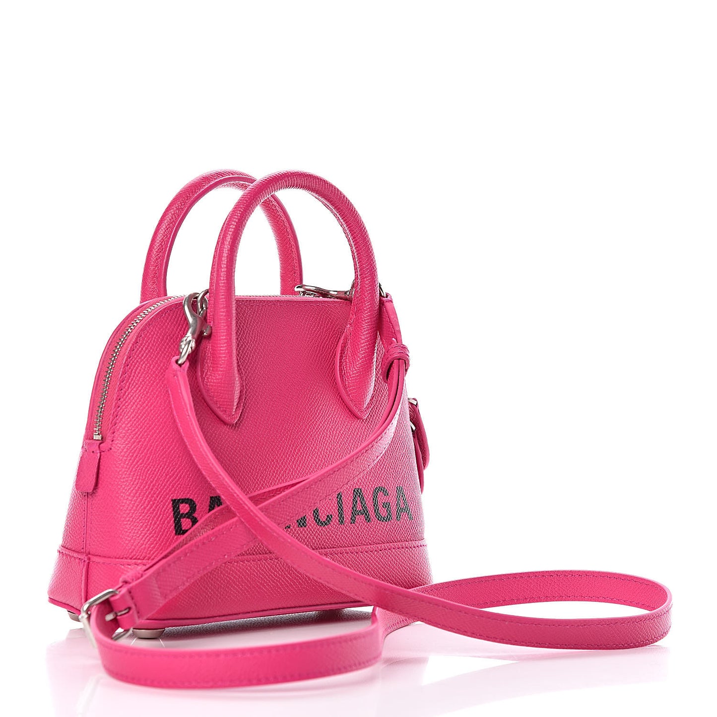 Signature Grained Calfskin Logo XXS Ville Top Handle Bag Fuchsia