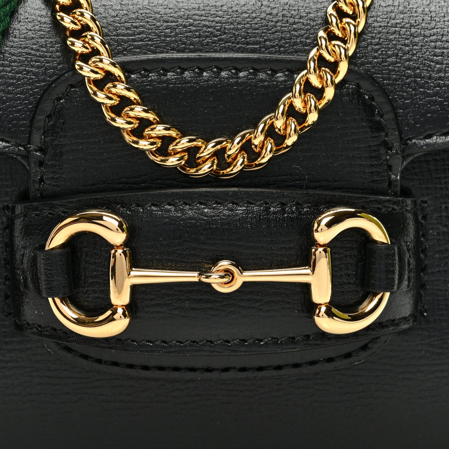 Azalea Calfskin Web Horsebit 1955 Wallet On Strap Black