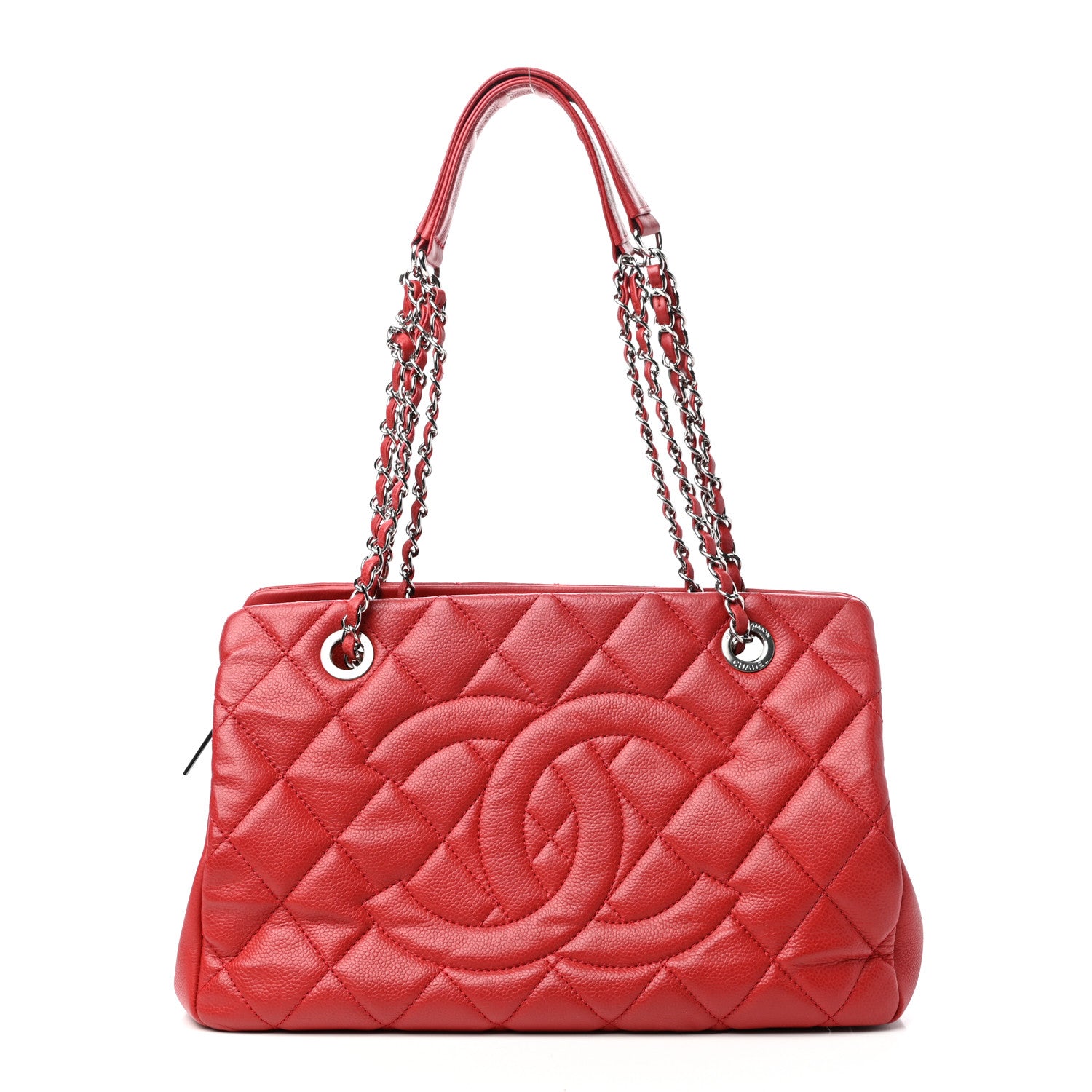 Chanel Caviar Quilted Timeless CC Shopping Tote Red 1 of 10