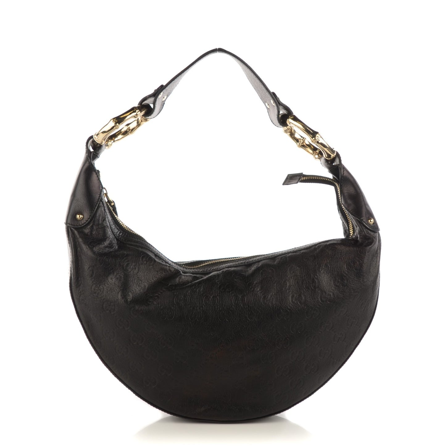 Guccissima Half Moon Bamboo Ring Hobo Black