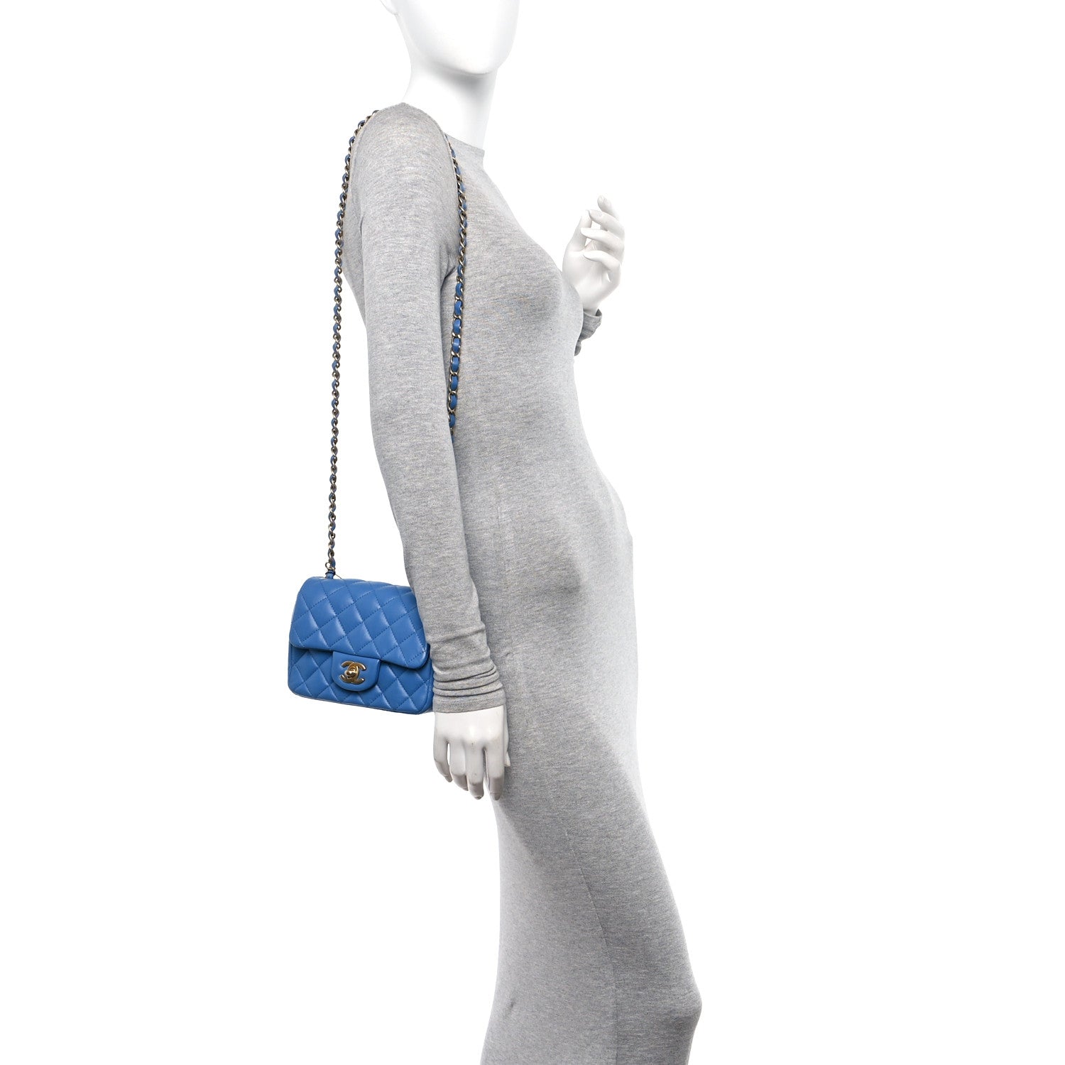 Chanel Lambskin Quilted Mini Square Flap Blue 2 of 12