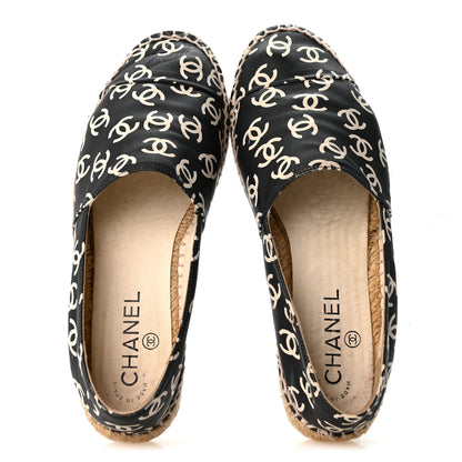 Chanel Lambskin Printed CC Espadrilles 38 Black White 2 of 10
