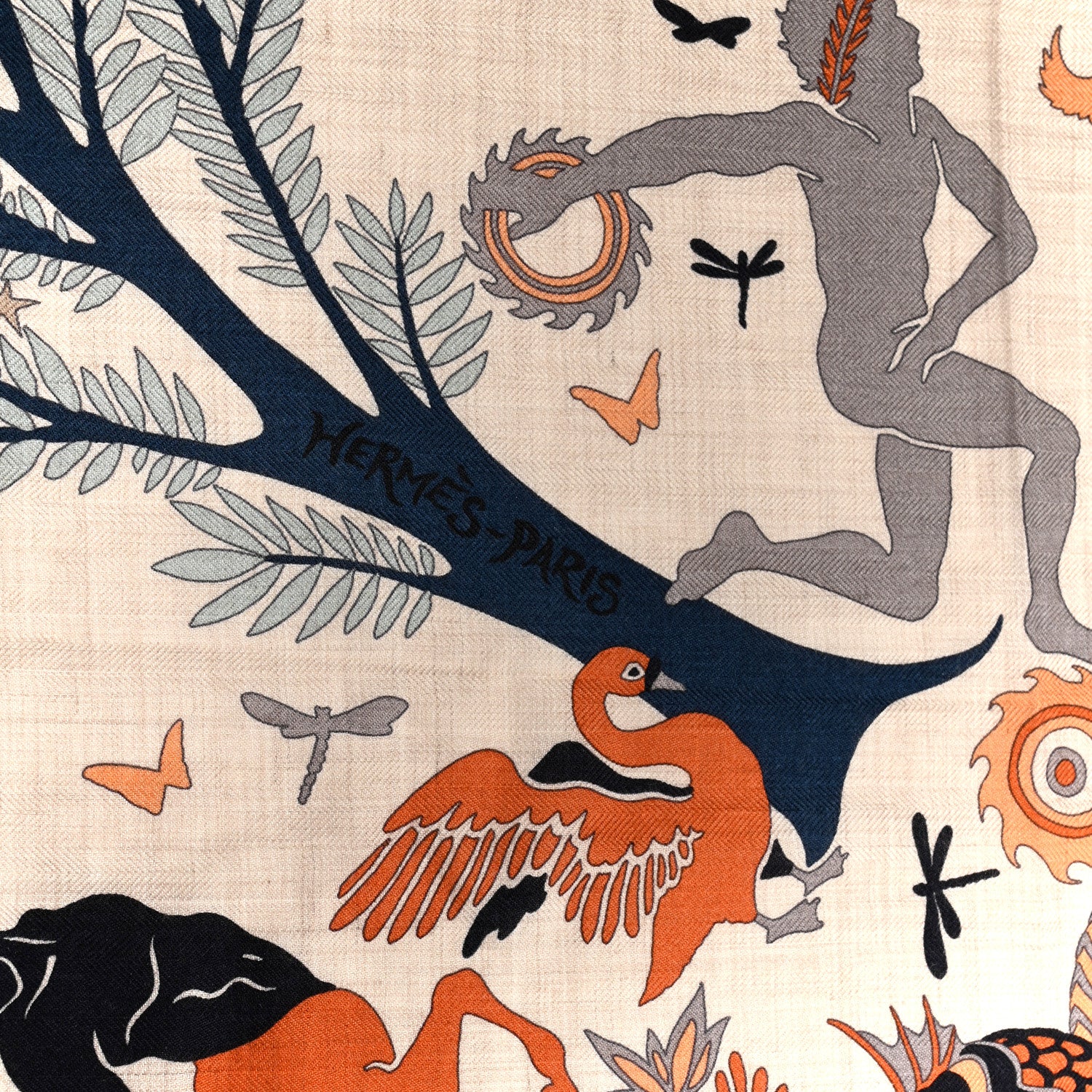 Hermes Silk Sous Le Charme d'Orphee Double Face Scarf 140 Naturel Terracotta Marine 2 of 6