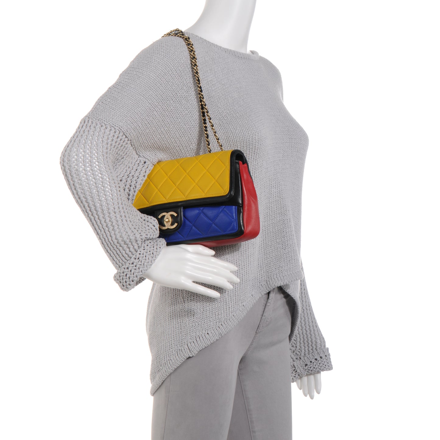 Lambskin Tri-Color Medium Graphic Flap