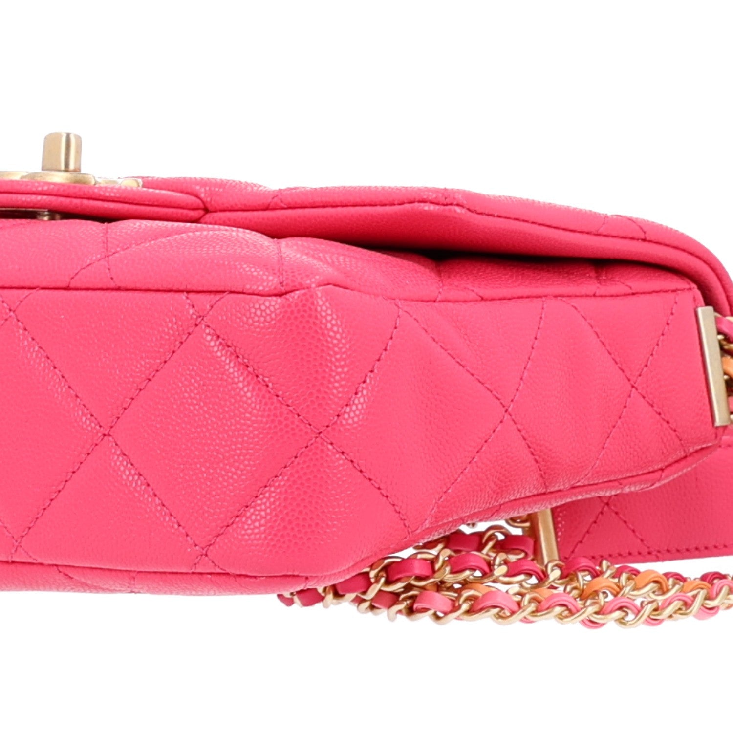 Chanel Shiny Caviar Quilted Chain Sunset Mini Flap Pink 3 of 11