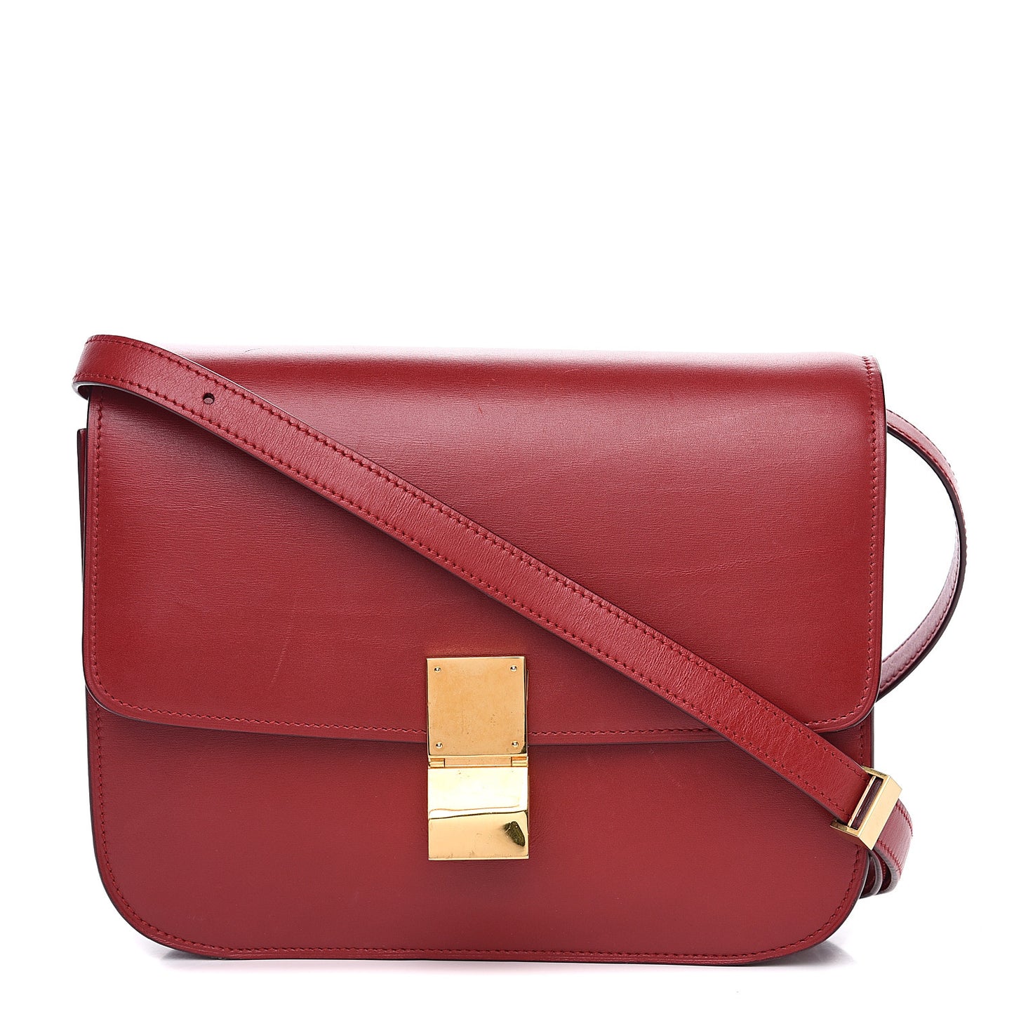 Box Calfskin Medium Classic Box Flap Bag Red