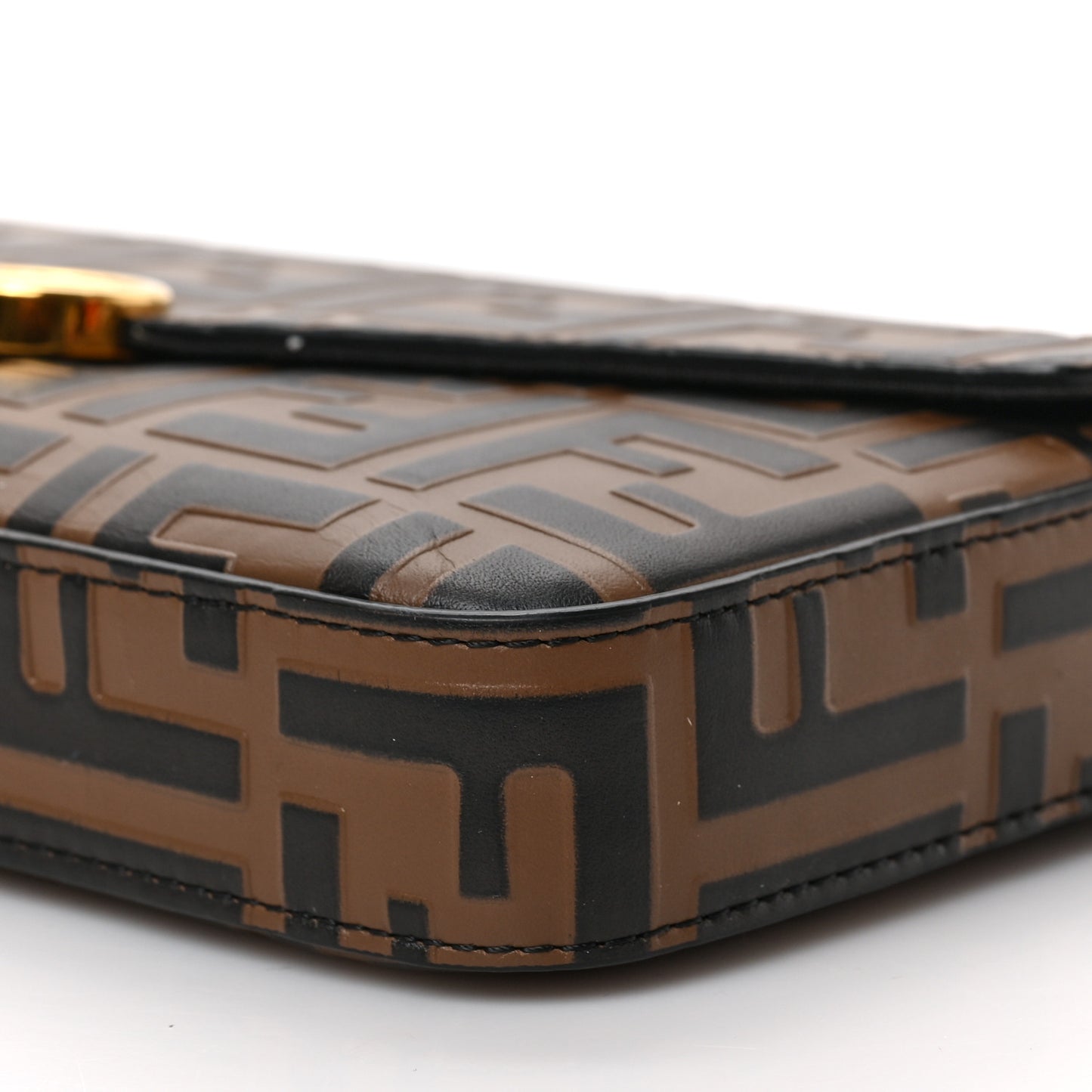 Vitello Soft F is Fendi Bi-Color FF 1974 Embossed Envelope Wallet On Chain with Pouches Maya Black