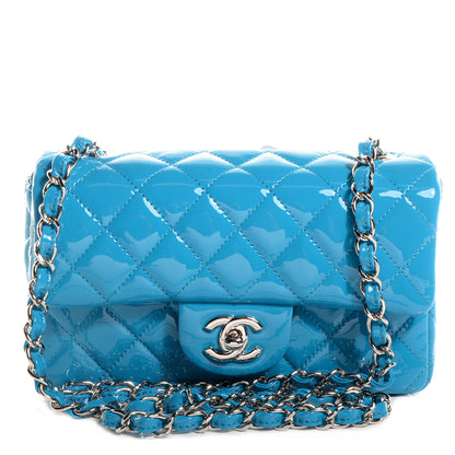 Chanel Patent Quilted Mini Flap Blue 1 of 9