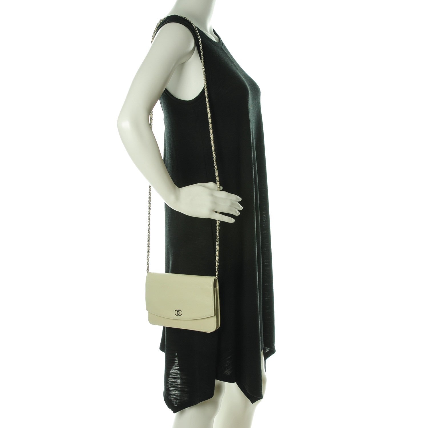 Chanel Caviar Sevruga Wallet On Chain WOC White 2 of 7
