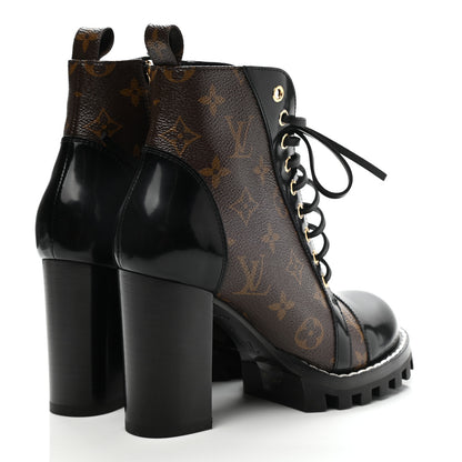 Louis Vuitton Patent Calfskin Monogram Star Trail Ankle Boots 37 Black 4 of 8
