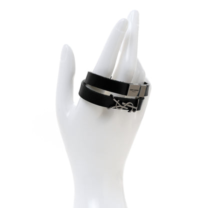 Saint Laurent Calfskin Opyum Double Wrap Bracelet Black 2 of 6