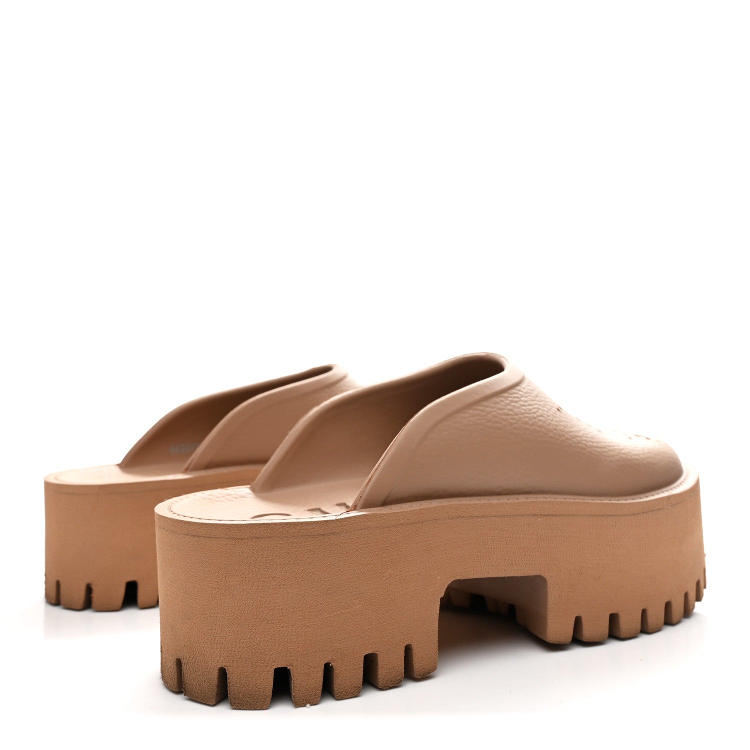 Gucci Rubber GG Monogram Perforated Elea Platform 55mm Lug Sole Sandals 36 Vintage Camel 5 of 10