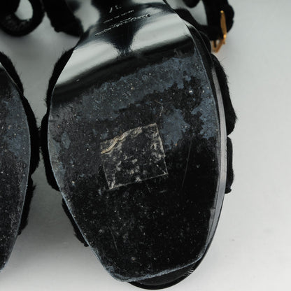 Saint Laurent Suede Pony Hair Tribute 105 Platform Sandals 37 Black 7 of 9