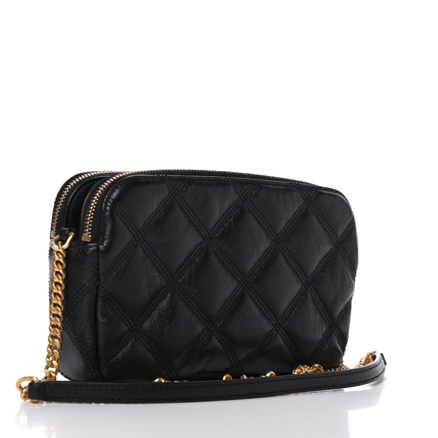 Saint Laurent Grained Lambskin Quilted Mini Becky Double Zip Bag Black 3 of 10