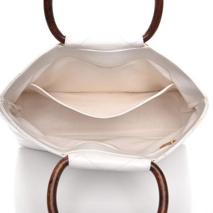 Chanel Caviar CC Wood Handle Tote White 5 of 15