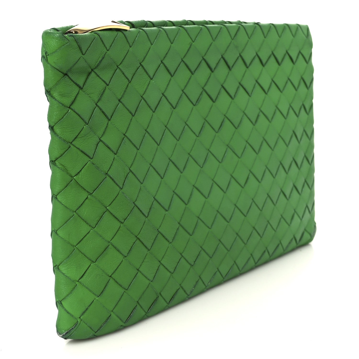 BOTTEGA VENETA iPad 10.2 ケース 緑 未使用 Bottega Veneta Nappa Intrecciato Flat Zip Pouch Parakeet 1810291