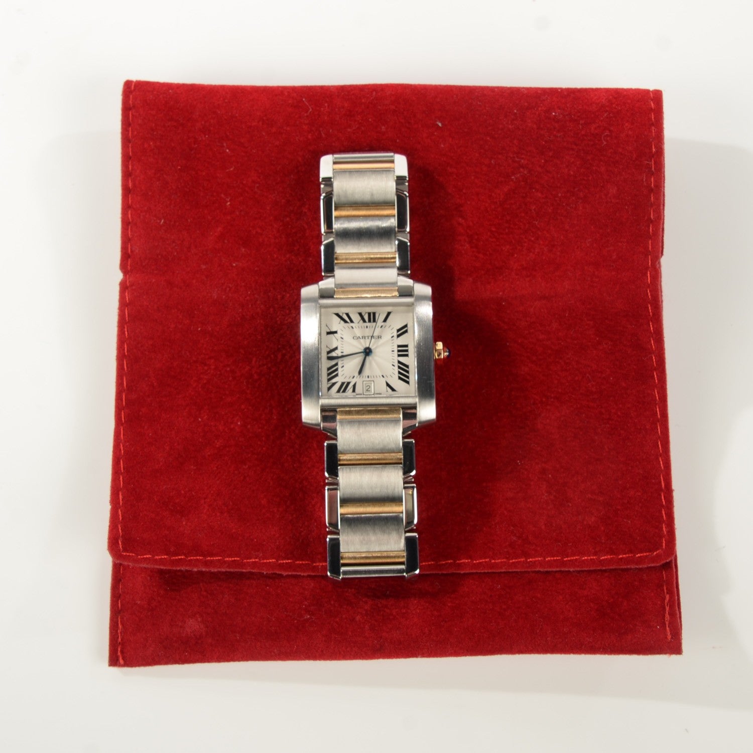 Cartier Stainless Steel 18K Yellow Gold 28mm Tank Francaise Automatic Watch 4 of 8