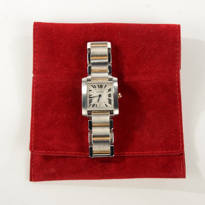 Cartier Stainless Steel 18K Yellow Gold 28mm Tank Francaise Automatic Watch 4 of 8