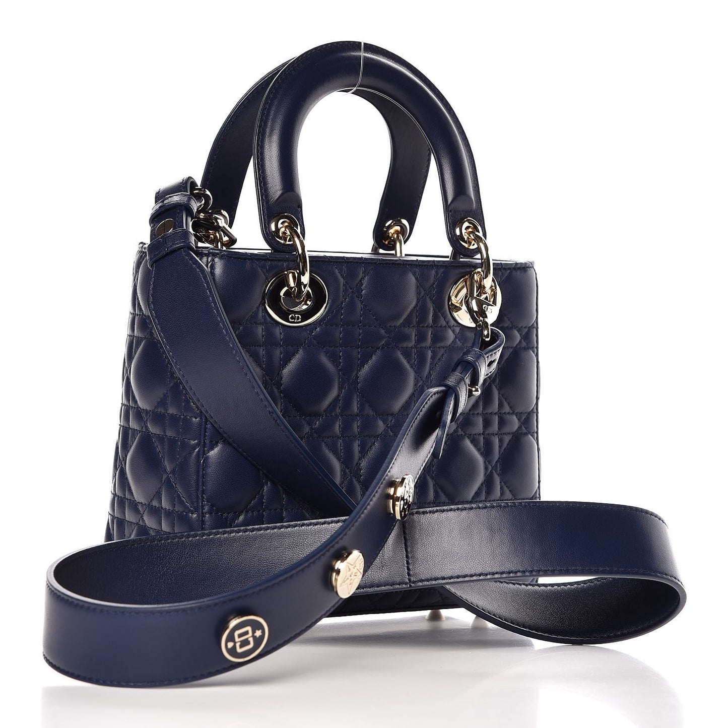Lambskin Cannage Small Lucky Badges My Lady Dior Navy