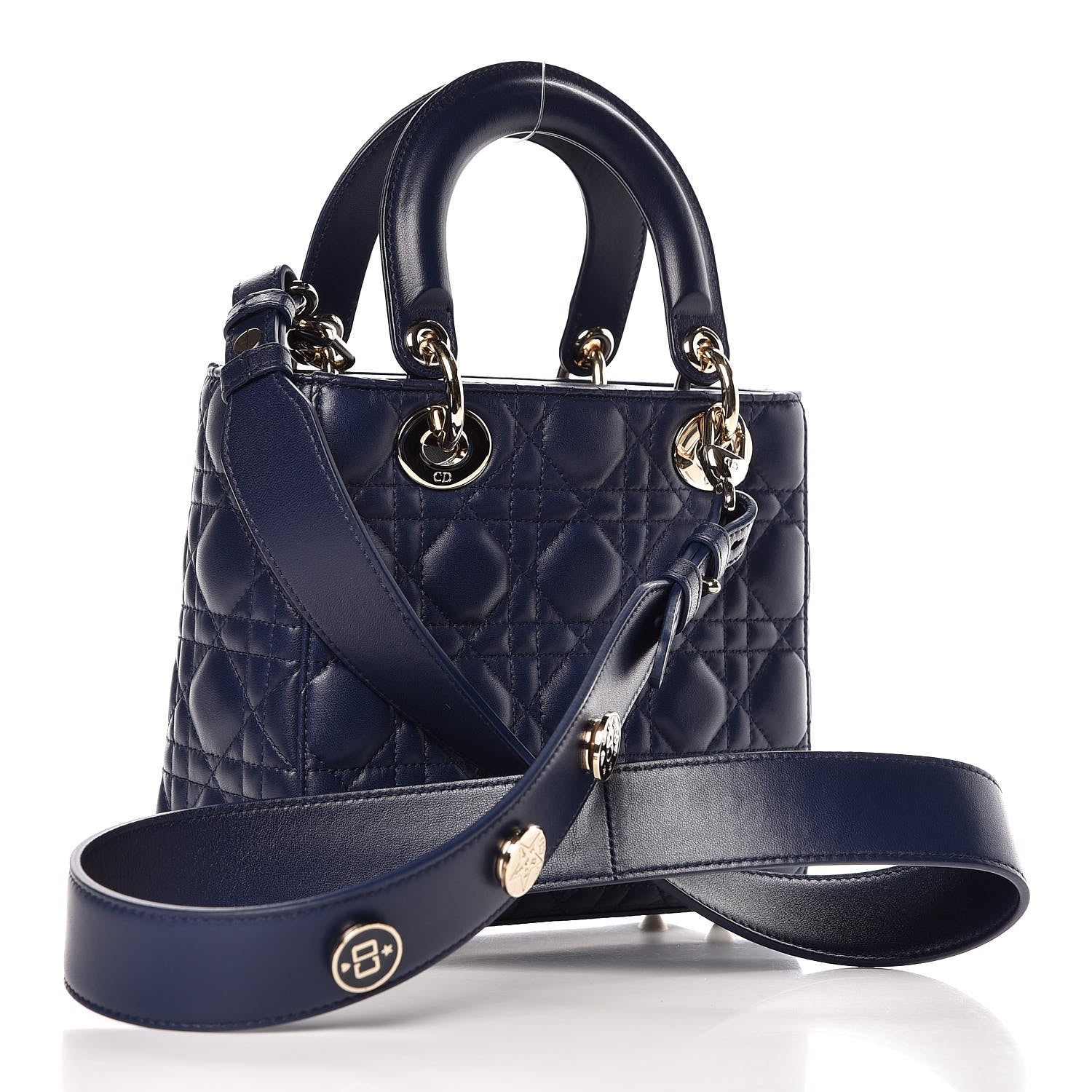 Christian Dior Lambskin Cannage Small Lucky Badges My Lady Dior Navy 3 of 10