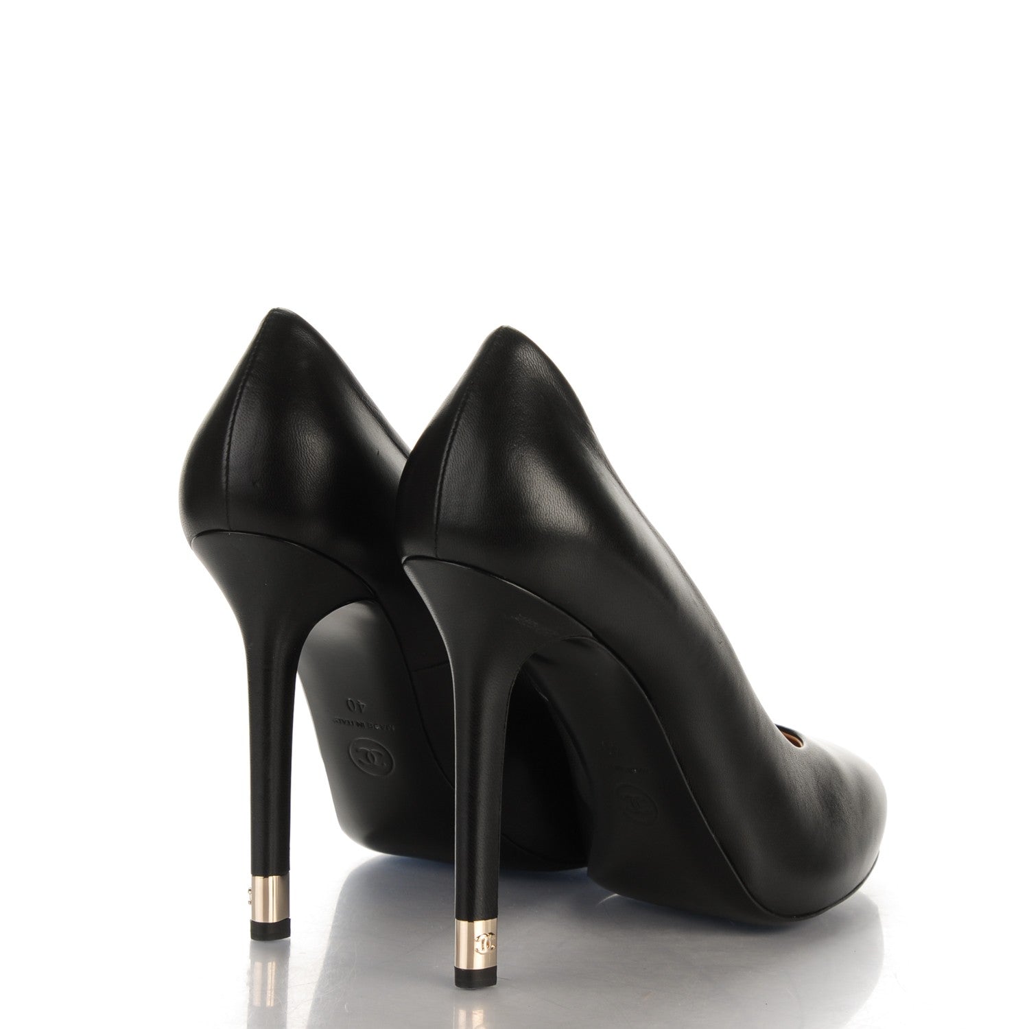 Chanel Lambskin CC Pumps 40 Black 4 of 8