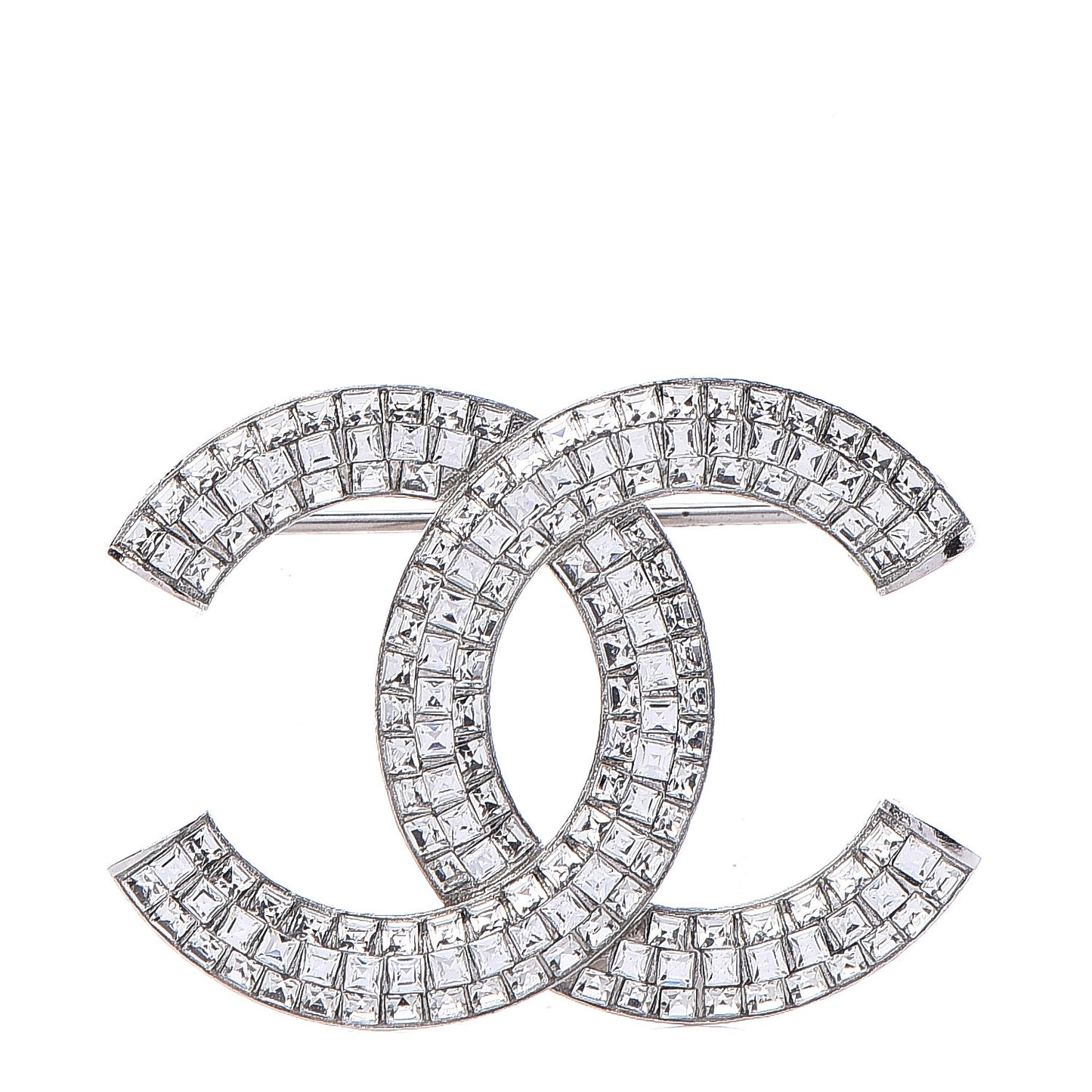 Baguette Crystal CC Brooch Silver